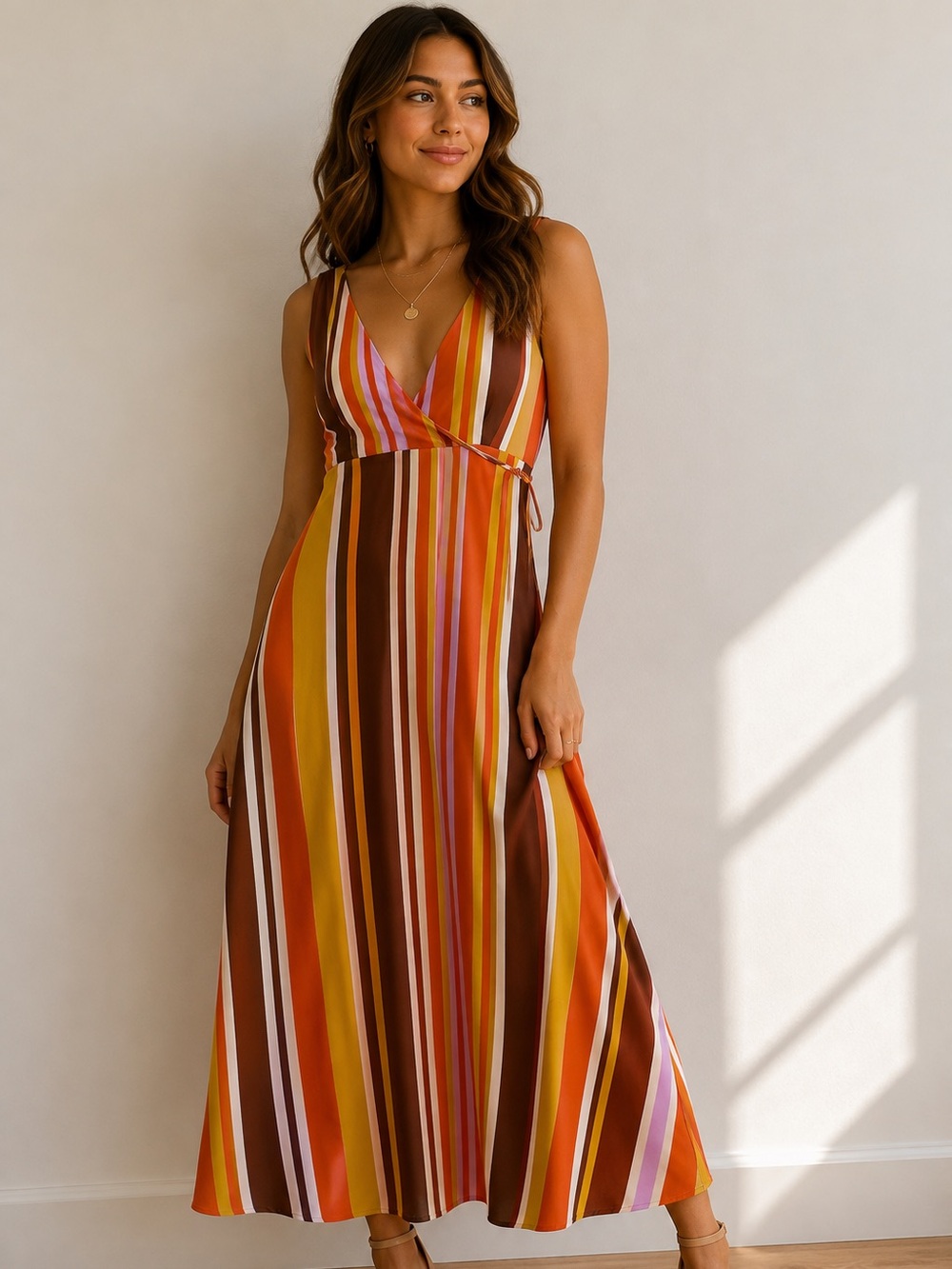 Forever 21 Contemporary Vertically Lined Maxi Dress